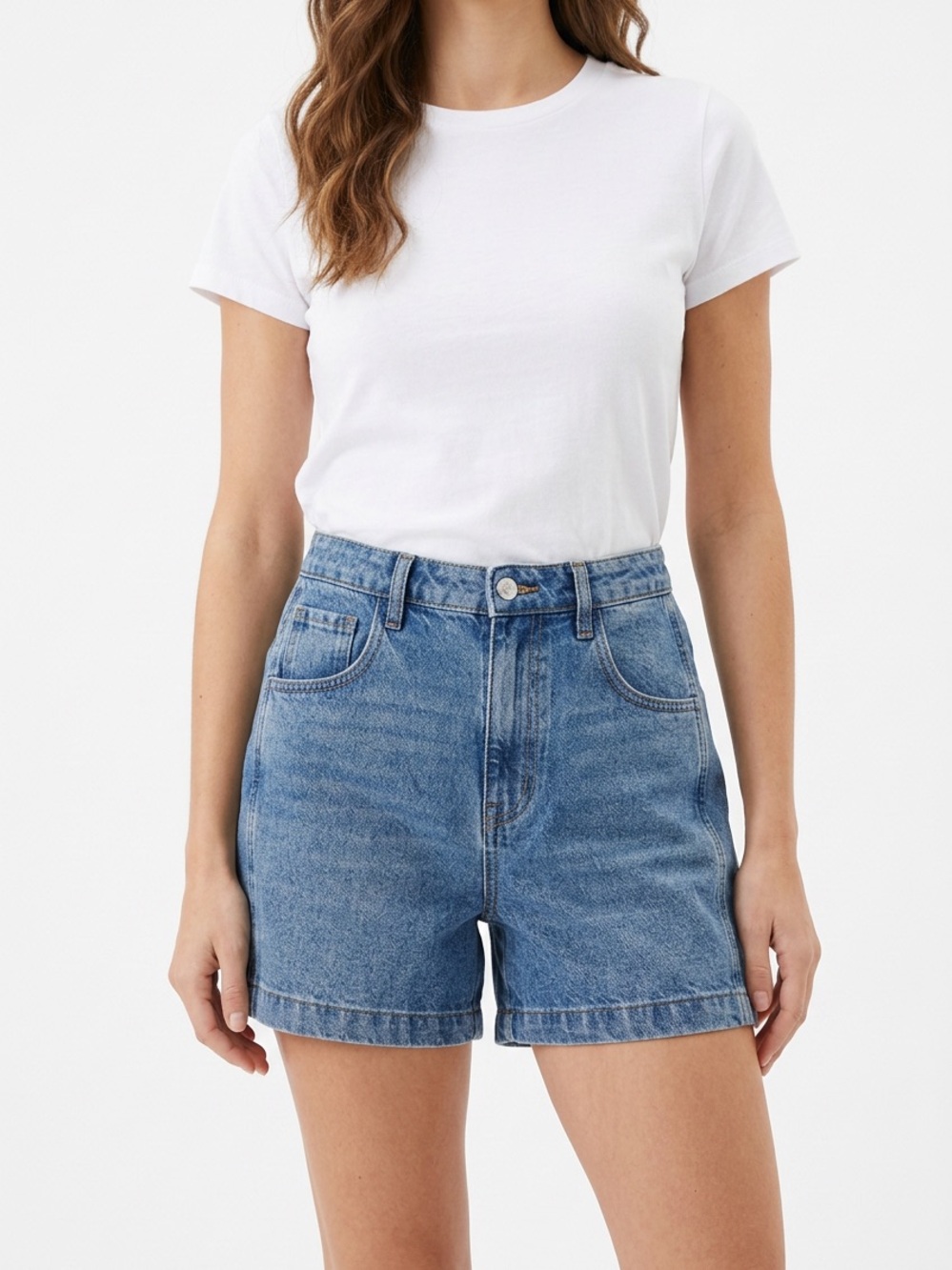 ENTRO | Classic High-Rise Denim Shorts Medium Blue Women’s Size Large